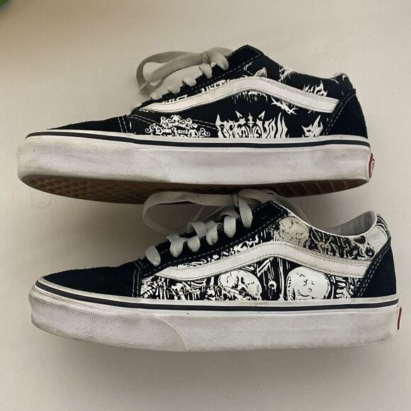 Unisex Adults Vans Leather Canvas Skulls Skateboard Shoes •M4.5  W6 - Picture 1 of 11